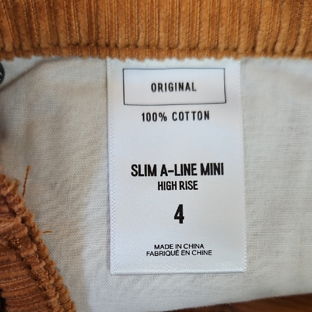Express Corduroy Tan Slim A-line Mini High Rise Skirt Size 4 NWT - Picture 6 of 7